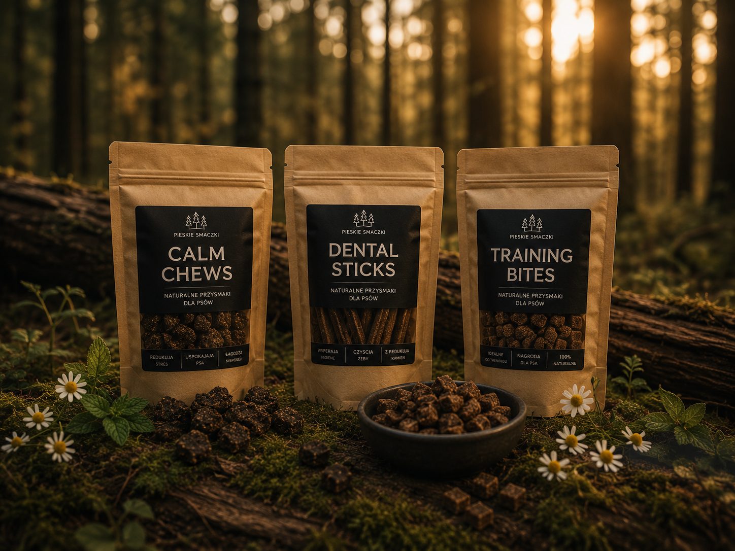 Zestaw Wellness Pieskie Smaczki — Calm Chews, Dental Sticks i Training Bites w komplecie